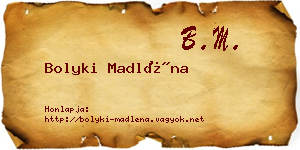 Bolyki Madléna névjegykártya